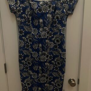 Alexia Admor Blue and Gold Sheath Midi Dress